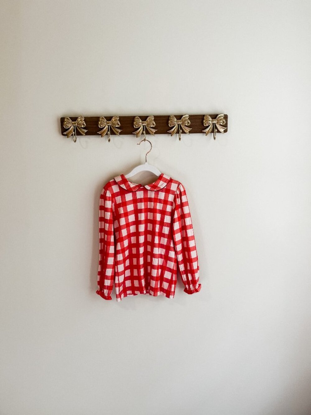 Charming Mary Girls Size 5 Red Gingham Long Sleeve Blouse